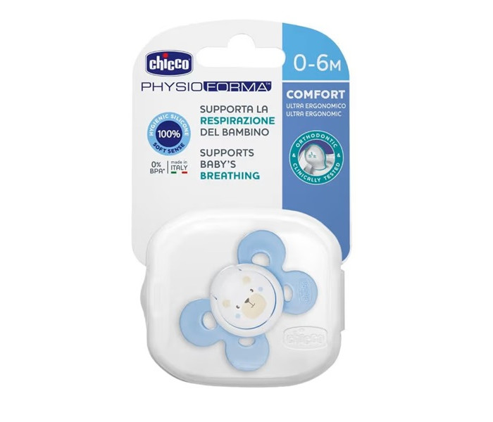 Varalica physio silikon 0-6m 1/1 0%bpa plava comfort