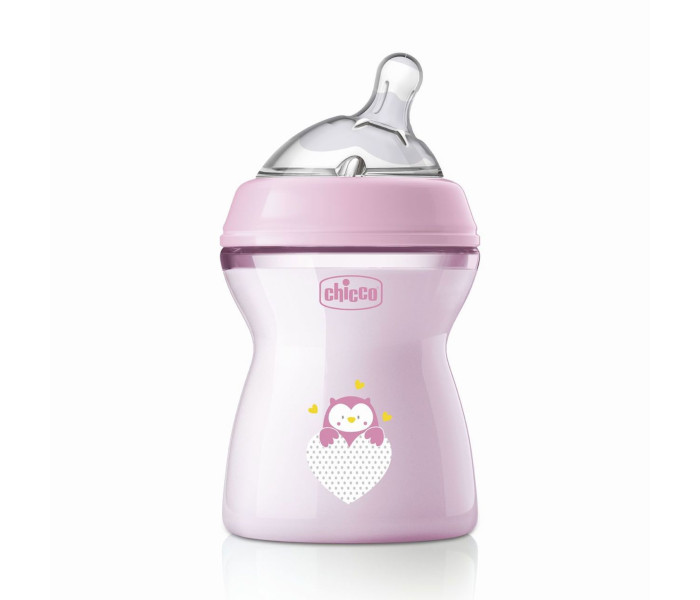 Flašica natural feeling silikon 250 ml roza 2+0%bpa