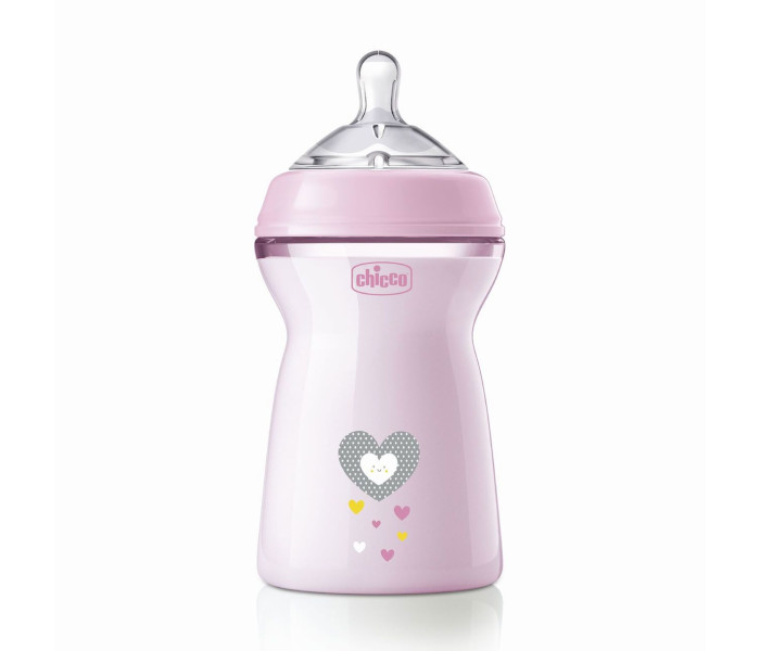 Flašica natural feeling silikon 330 ml roza 6+0%bpa