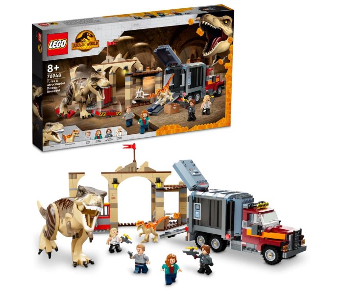 Igračka Lego kocke T rex and Atrpciraptor breakout , Jurassic world, 8g.+