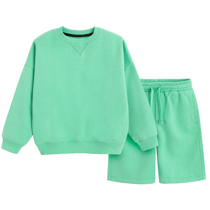 Komplet- dukserica i šorts za dječake, zelena