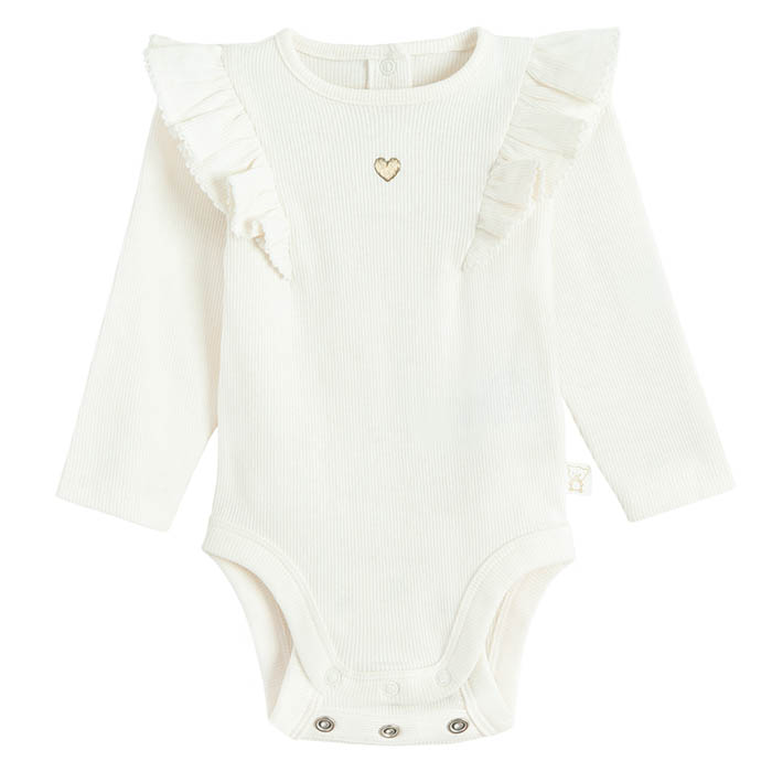 Bodi dugih rukava za djevojčice, bijela