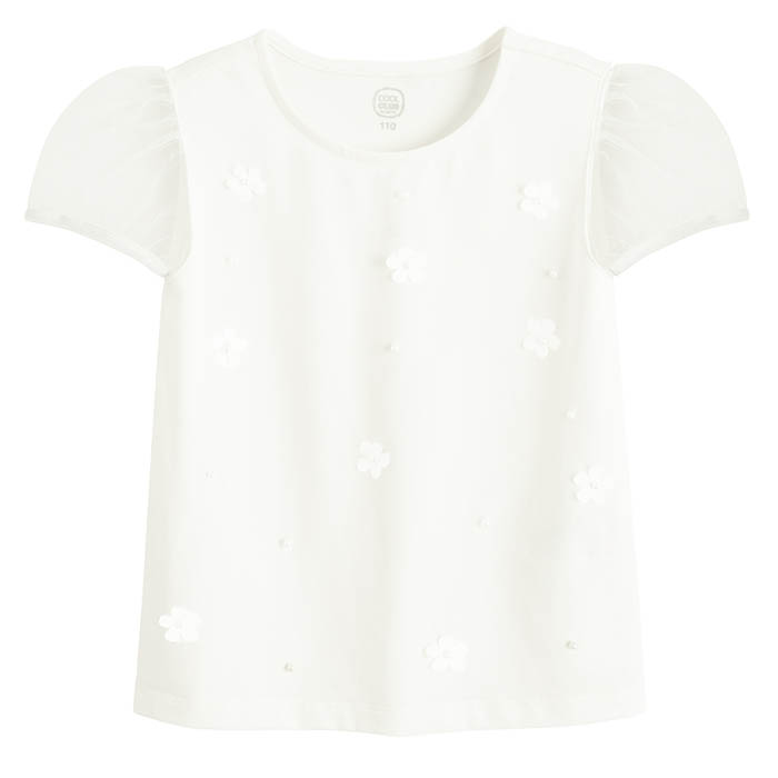 Bluza kratkih rukava za djevojčice, bijela