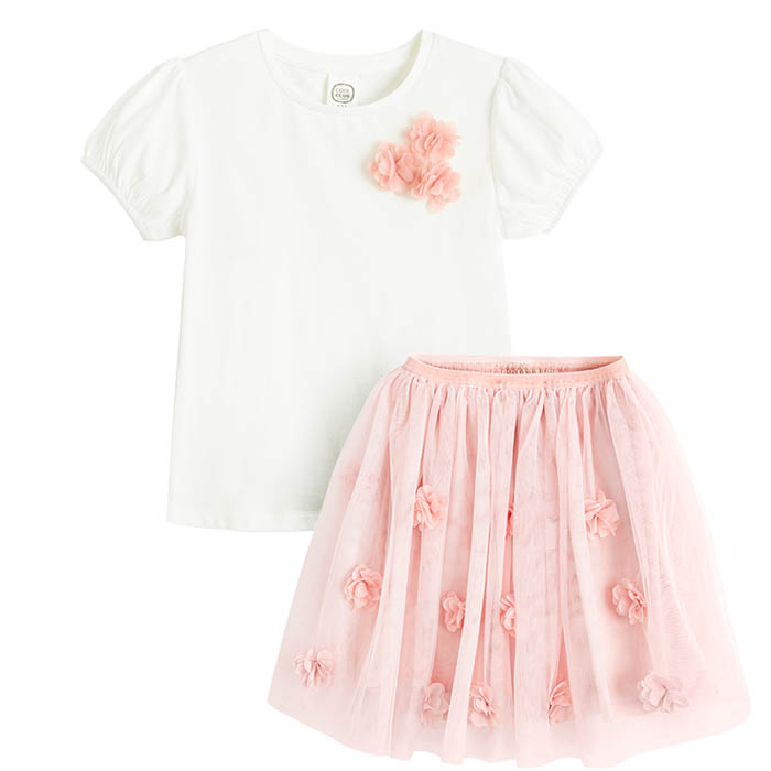 Komplet- majica kratkih rukava i suknja za djevojčice, više boja