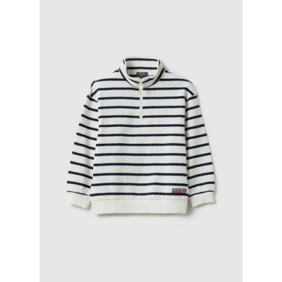 Prugasta dukserica sa zakopčavanjem oko vrata