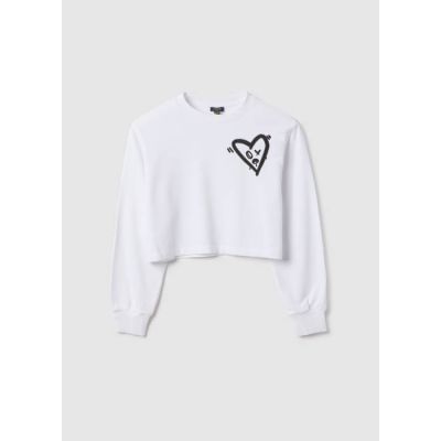 Crop dukserica klasičnog kroja sa printom srca
