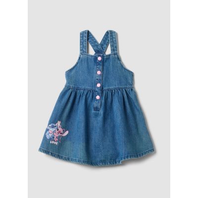 Haljina od teksasa, pamuka i viskoze sa Lilo & Stitch printom za bebe djevojčice
