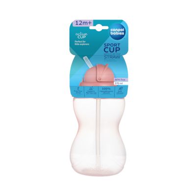 Sportska boca sa slamčicom 370ml.pink