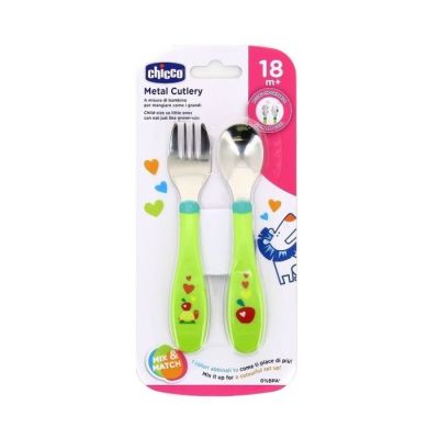 Set metalni  viljuska i kasika 18m+ zeleni