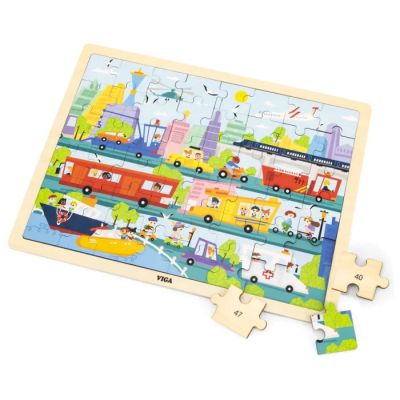 Igračka Master drvene puzle prevozna sredstva 48kom.