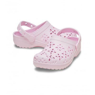Crocs klompe za djecu Classic Floral Cutout roze