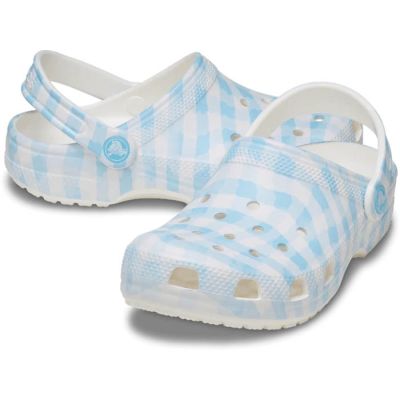 Crocs klompe za djecu Classic Gingham plavo-bijele