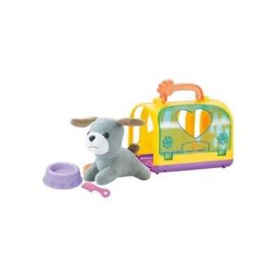 Igračka plišana kuca u žutom koferu sa dodacima