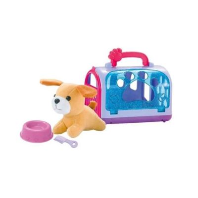 Igračka plišana kuca u lila koferu sa dodacima