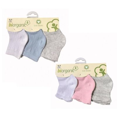 Čarapice za bebe BiOrganic 3 djela osnovna bijele 0-3m