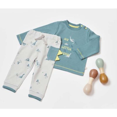Set za novorođenče BiBaby 2 dijela mali dinosaurus siva/plava 86 cm