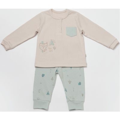 Bebi komplet BiOrganic, vesela šuma, 92cm , bež - zeleni