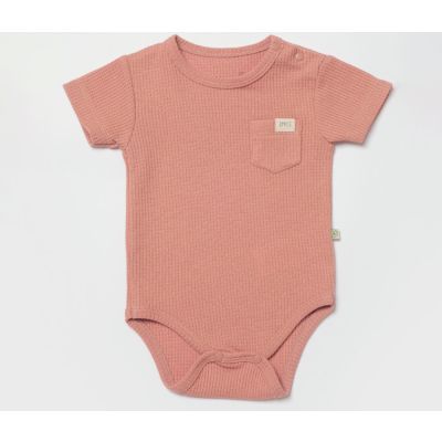 Bebi bodi kratki rukav Biorganic, crveno/braon 80 cm