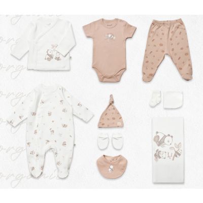 Bebi set za novorodence BiOrganic 10/1,braon/bež,56cm.