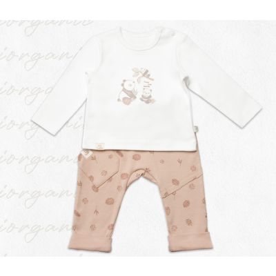 Bebi pantalone sa majicom BiOrganic,braon/bež,92cm.