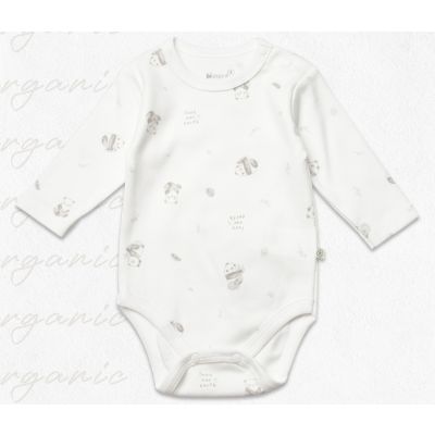 Bodi za bebe BiOrganic dugi rukav,bež/zeleni, 80cm.