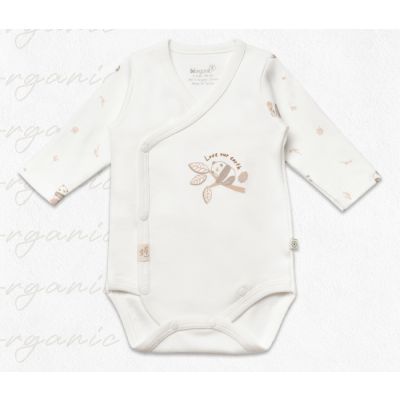 Bodi za bebe BiOrganic dugi rukav,bež,56cm.