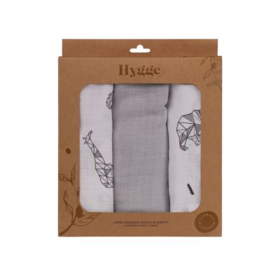 Hygge tetra pelena od muslina misty grey 3 kom. 80x80cm