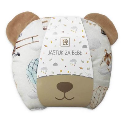 Kidzz jastuk za bebe sa ušima, medo-avion