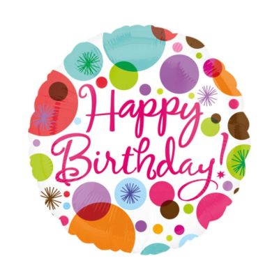 Klasični balon od folije Happy Birthday Polka Dots
