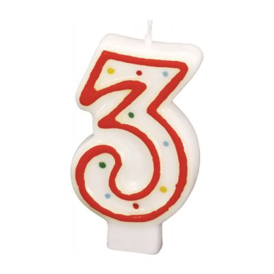 Svjećica za tortu broj 3 visine 7.3 cm