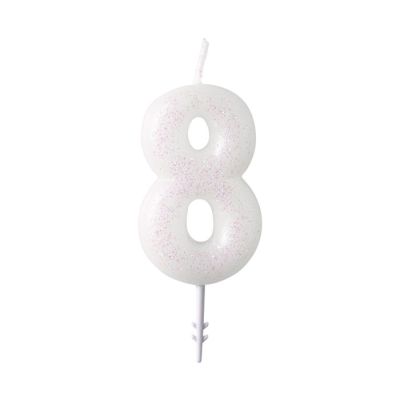 Svjećica za tortu broj 8 sjajna visine 6.5 cm