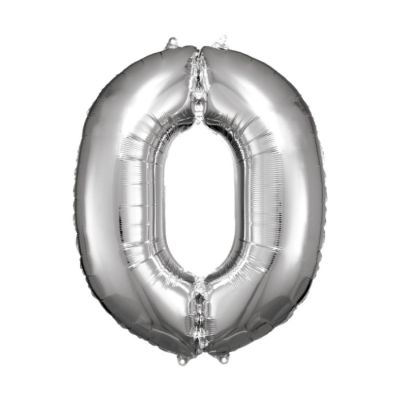 Veliki broj 0 srebrni balon od folije 70 cm x 86 cm