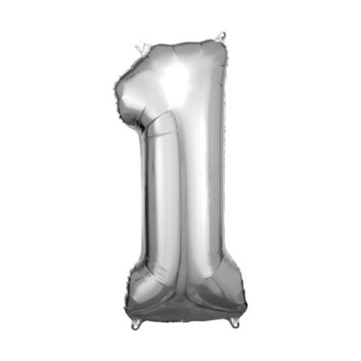 Veliki broj 1 srebrni balon od folije 38 cm x 86 cm