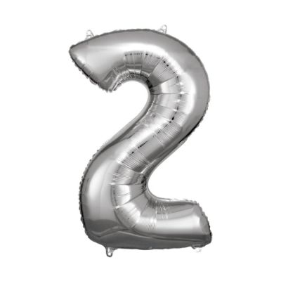 Veliki broj 2 srebrni balon od folije 57 cm x 86 cm