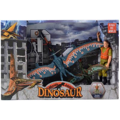Igracka pterodaktil i figura istraživača