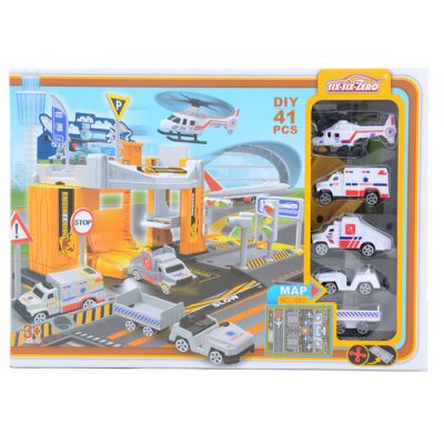 Igracka inženjerski aerodrom sa vozilima i znacima