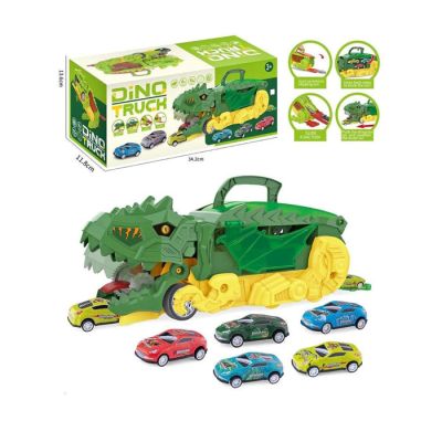 Igračka  dinosaurus kamion sa 3 metalna autića na potez