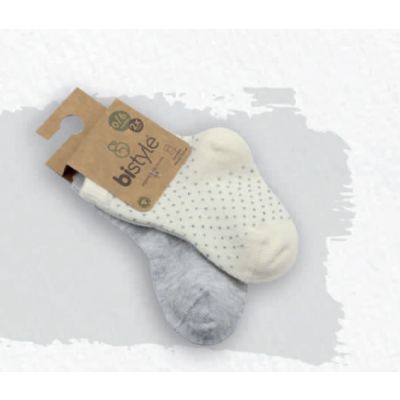 Čarapice za bebu BiStyle 2 komada 24-36 sive-bež