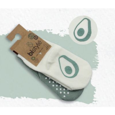 Čarapice za bebu BiStyle neklizajuće 2 komada , 06-12-plave-bež