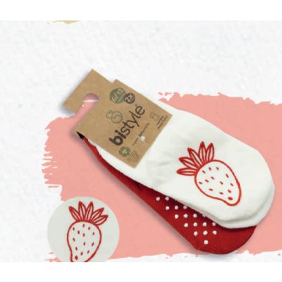 Čarapice za bebu BiStyle neklizajuće 2 komada , 24-36-crvene-bež