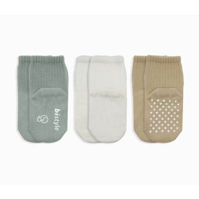 Čarapice za bebe BiStyle neklizajuće 3/1 ,zelene-bež-00-03