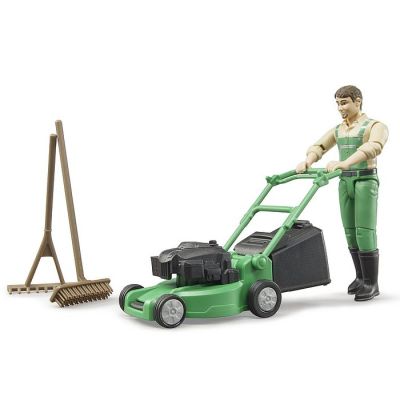 Igračka Bruder kosačica sa figurom radnika i dodacima