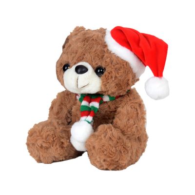 Plišana igračka meda sa božićnom kapicom