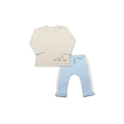 Bebi set majica i pantalone BiStyle 74 cm , bež/plava