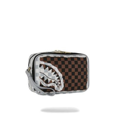 Neseser CREAM AND BROWN TEAR CHECK